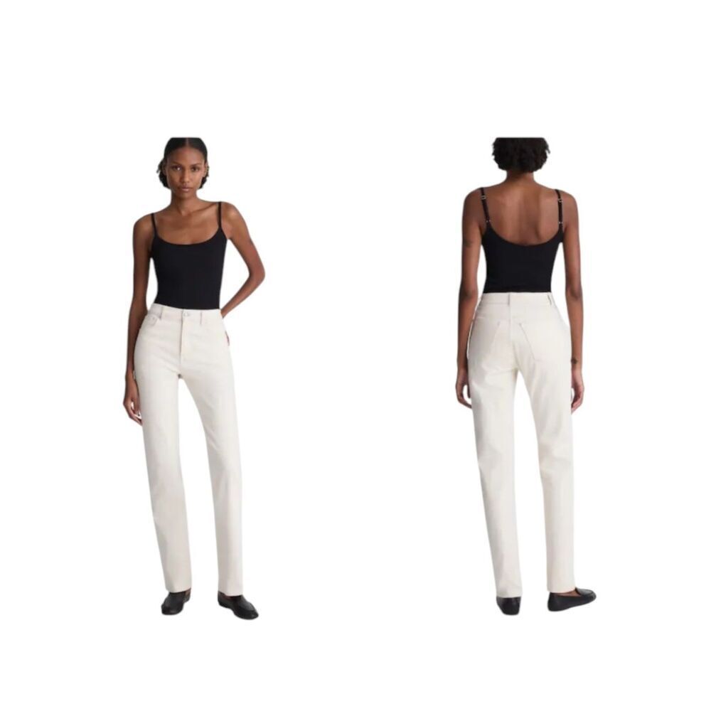 NWT Madewell The Longline Straight Jean Cream Vintage Canvas Cream White 30
